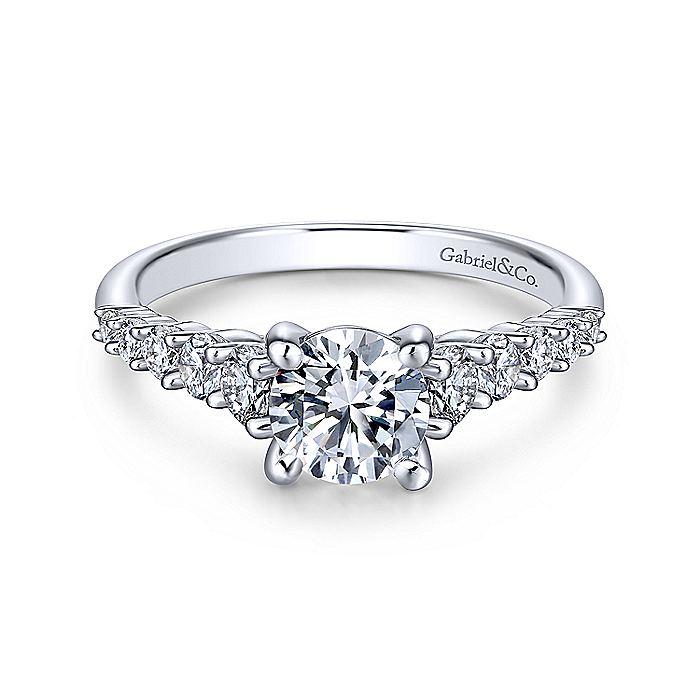 GABRIEL & CO. 14K WHITE GOLD ROUND DIAMOND ENGAGEMENT RING - M&R Jewelers