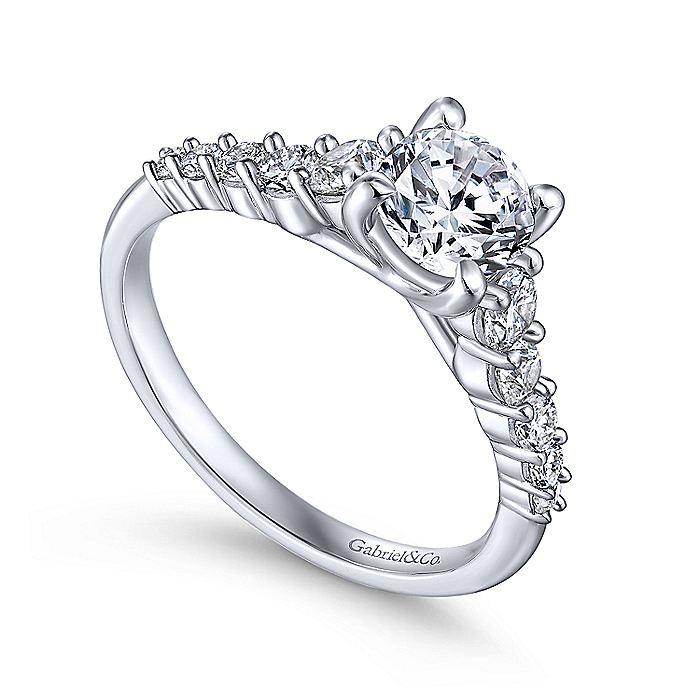GABRIEL & CO. 14K WHITE GOLD ROUND DIAMOND ENGAGEMENT RING - M&R Jewelers