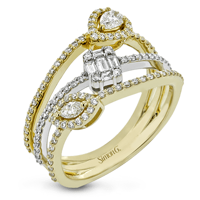 Simon G - 18K YELLOW & WHITE GOLD, WITH WHITE DIAMONDS. LR2304 - RIGHT HAND RING