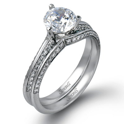 SIMON G 18K GOLD WITH WHITE DIAMOND MR1611 WEDDING SET - M&R Jewelers