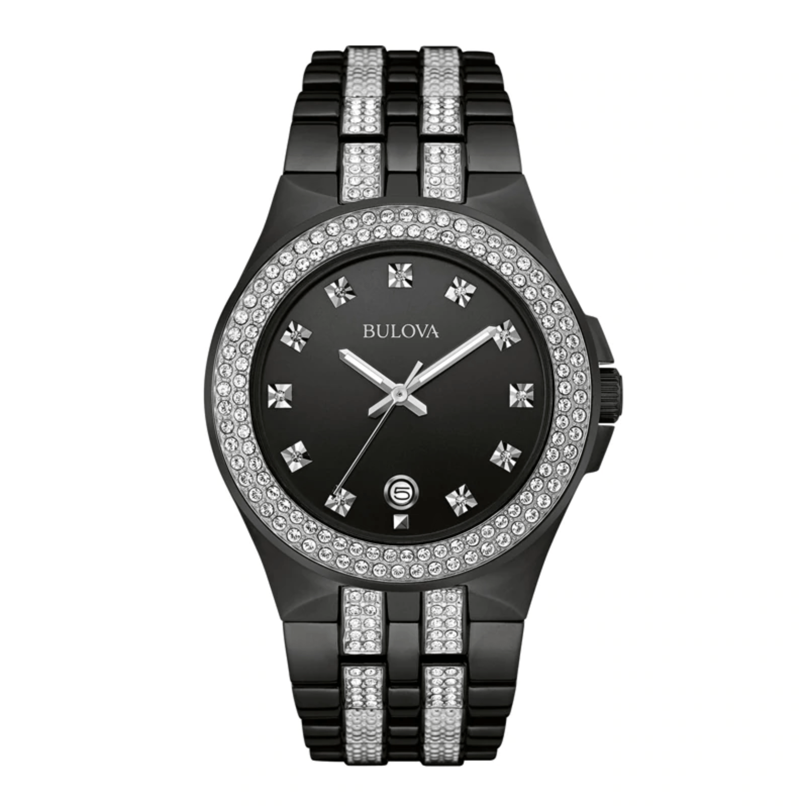 BULOVA CRYSTAL ACCENT BLACK IP WATCH 98B251