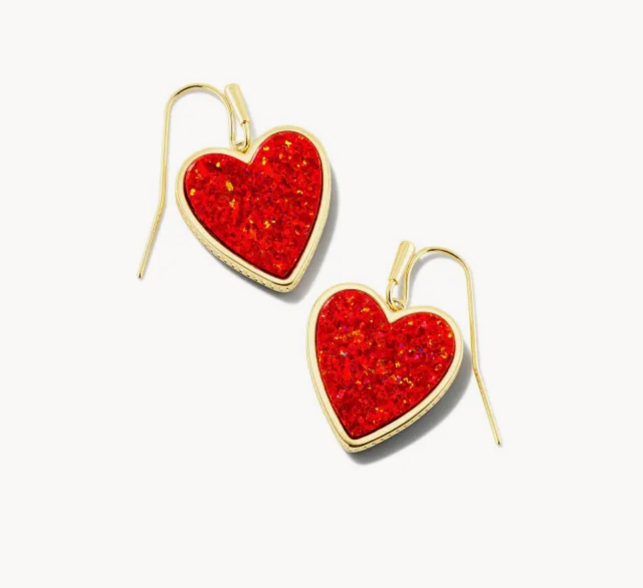 KENDRA SCOTT- Heart Gold Drop Earrings in Red Kyocera Opal - 9608803056
