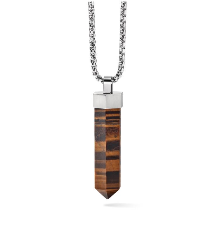 PRECISIONIST TIGER'S EYE PENDANT WITH CHAIN J96N005