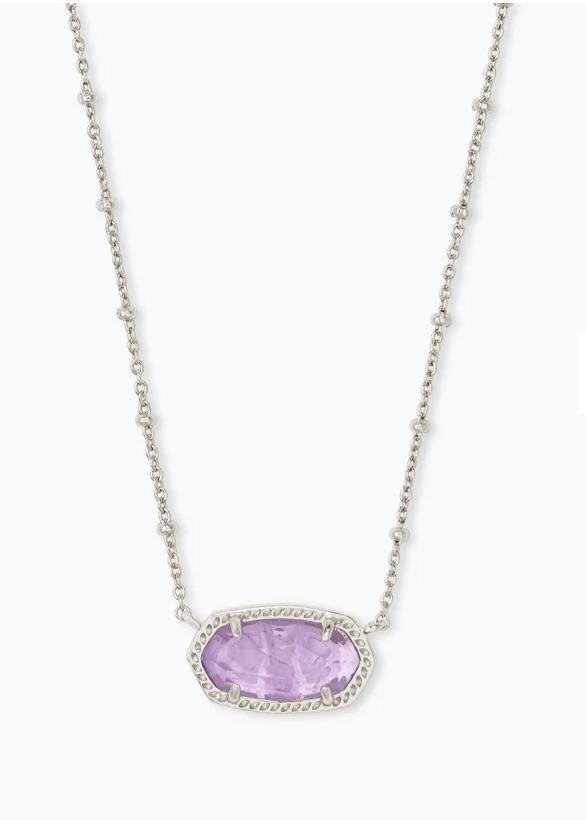 Kendra Scott-Elisa Satellite Silver Metal Pendant Necklace In Purple  Amethyst-4217718170