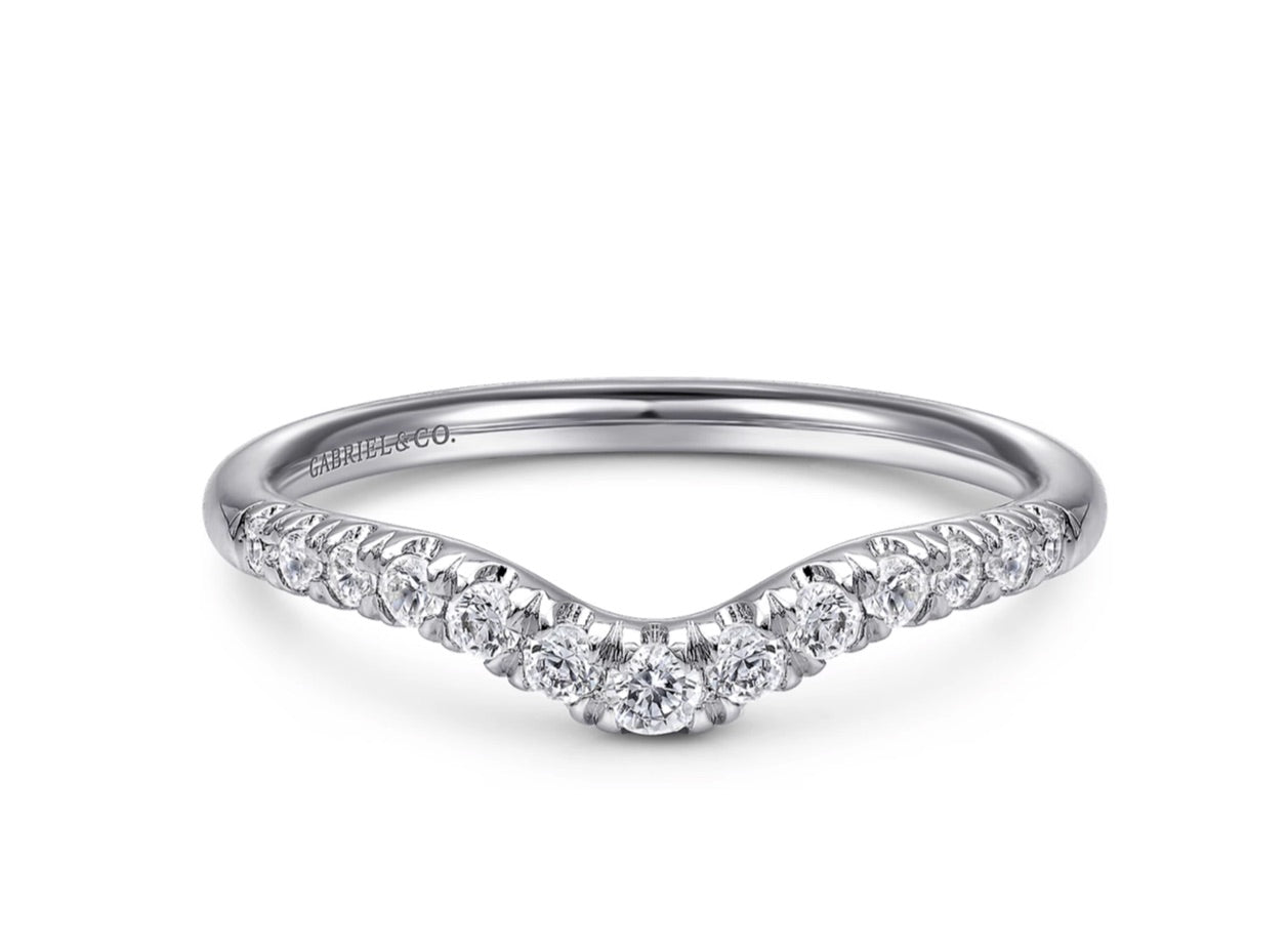 Diamond Curved Ring Enhancer In White Gold - Nesting Stack