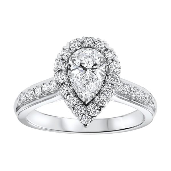 14KT WHITE GOLD PEAR SHAPE DIAMOND RING - M&R Jewelers