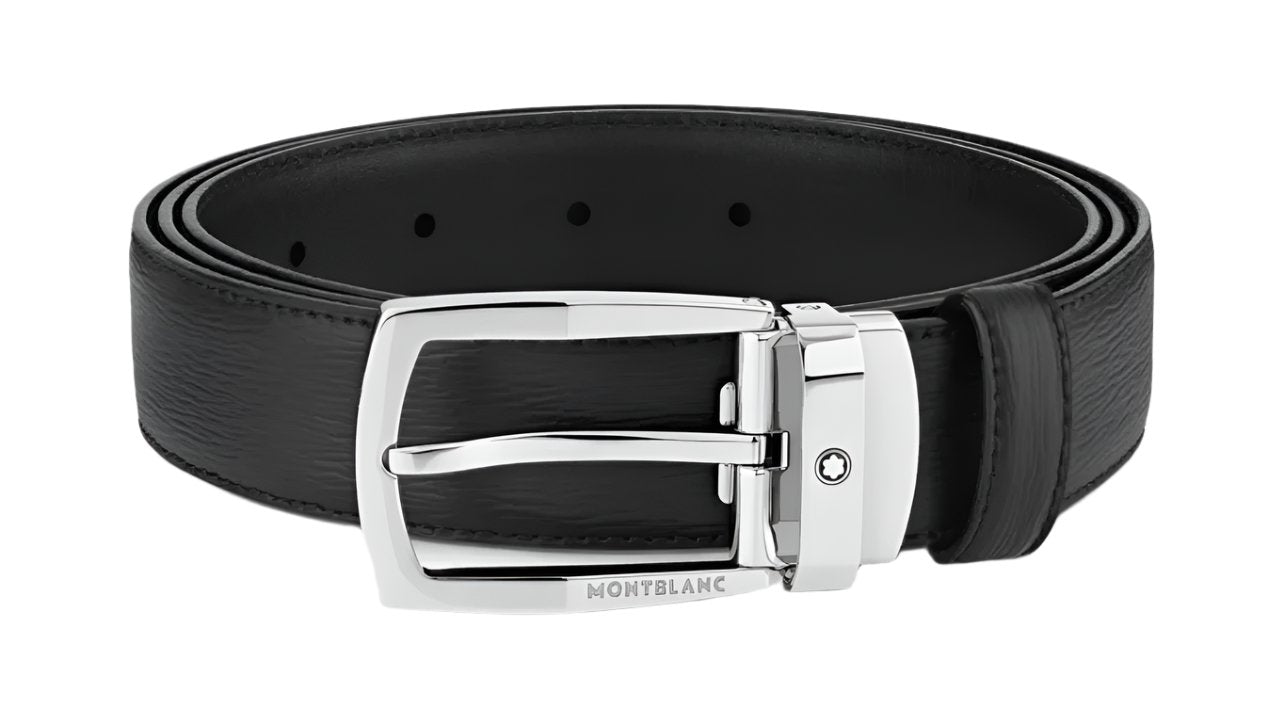 MONTBLANC- BLACK 30 MM LEATHER BELT MB116706