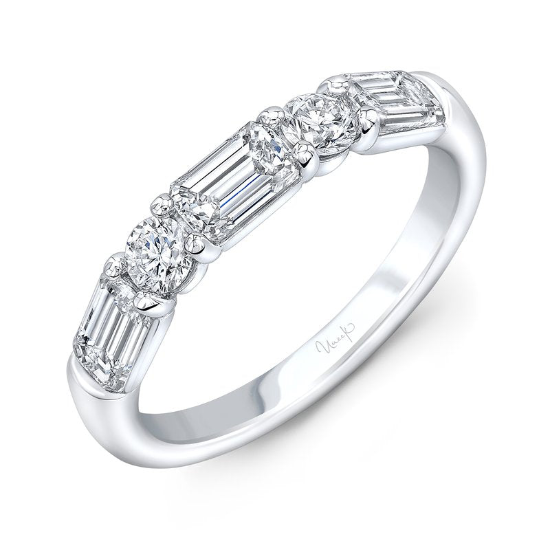 Uneek- Contemporary Three-Stone Engagement Ring with Radiant-Cut Diamond Center RB4005U