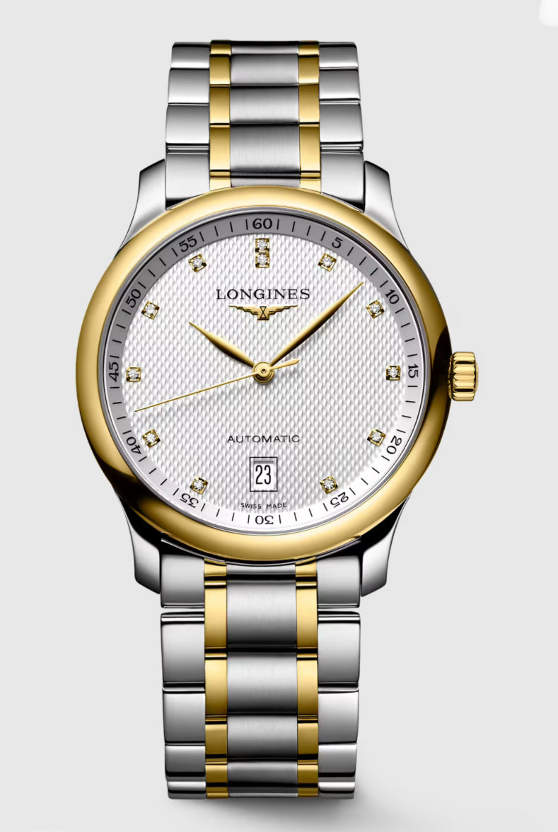 LONGINES-MASTER COLLECTION, L2.628.5.77.7, Automatic watch, Ø 38.50 mm, Stainless steel and 18 karat yellow gold cap 200.