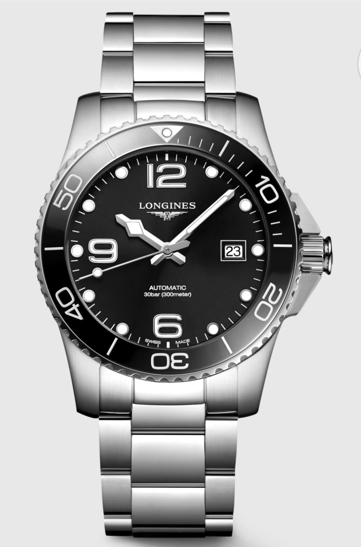 LONGINES-HYDROCONQUEST, L3.781.4.56.6, Automatic watch, Ø 41.00 mm, Stainless steel and ceramic bezel.