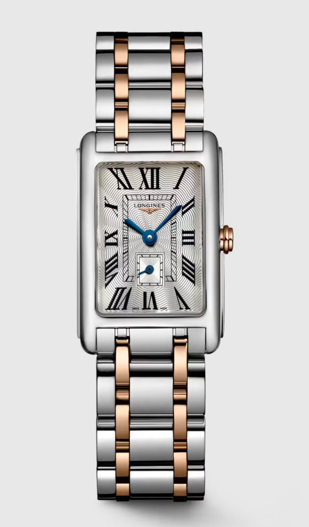 LONGINES-DOLCEVITA, L5.255.5.71.7, Quartz watch, 20.80 X 32.00 mm, Stainless steel with 18 karat pink gold crown.