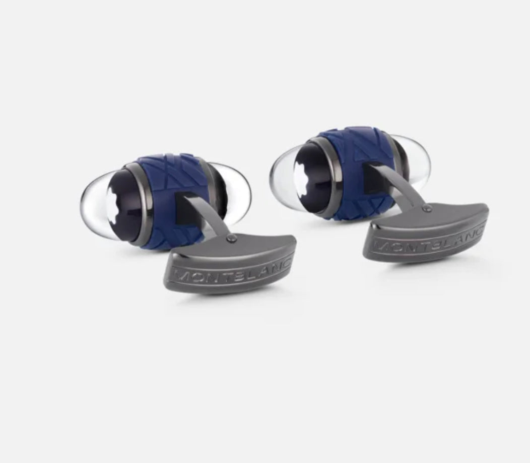 MONTBLANC STARWALKER CUFFLINKS IN STEEL AND LACQUER 130267