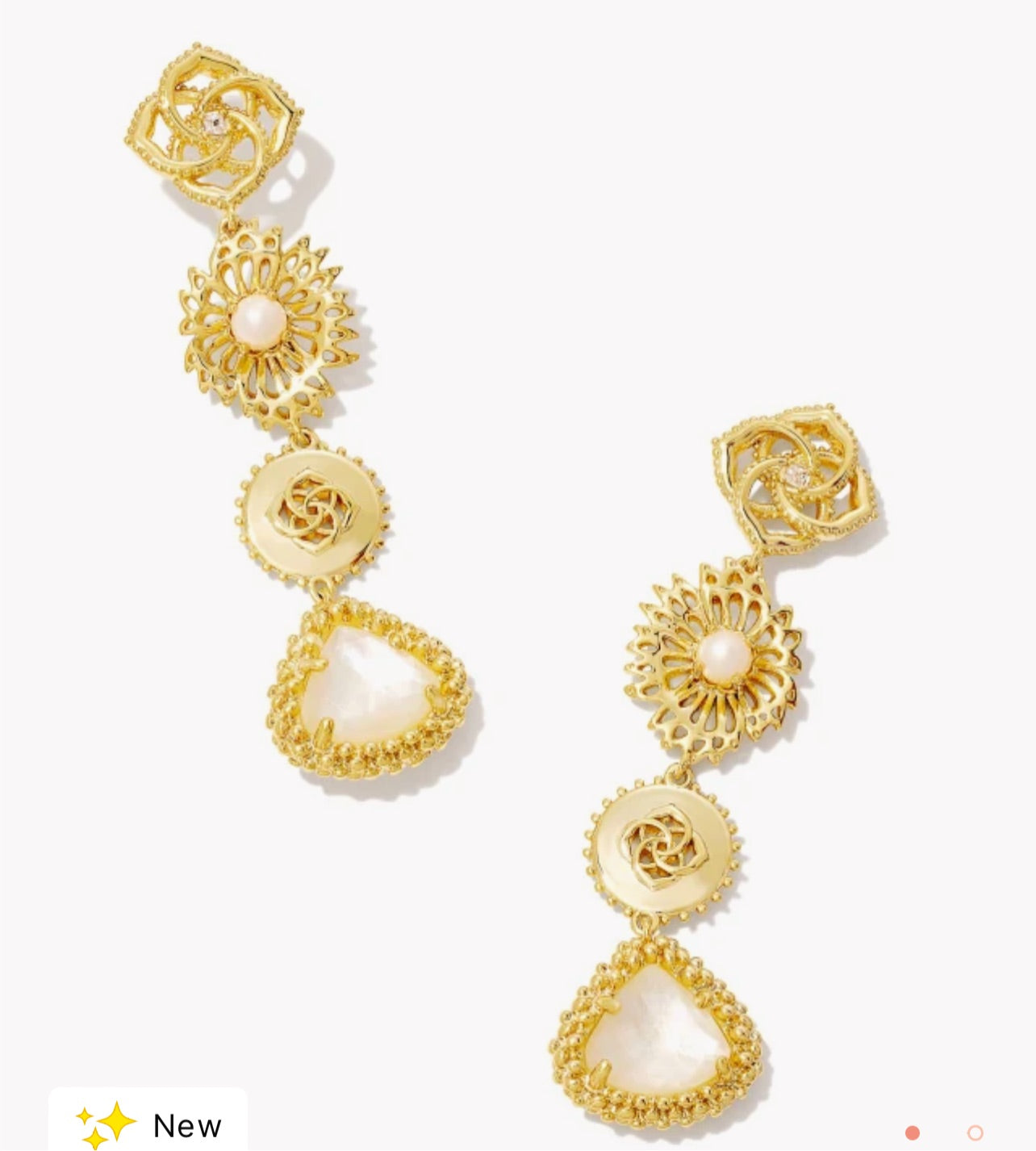 Kendra Scott- Brielle Gold Linear Drop Earrings in Ivory Mother-of-Pearl- 9608852365
