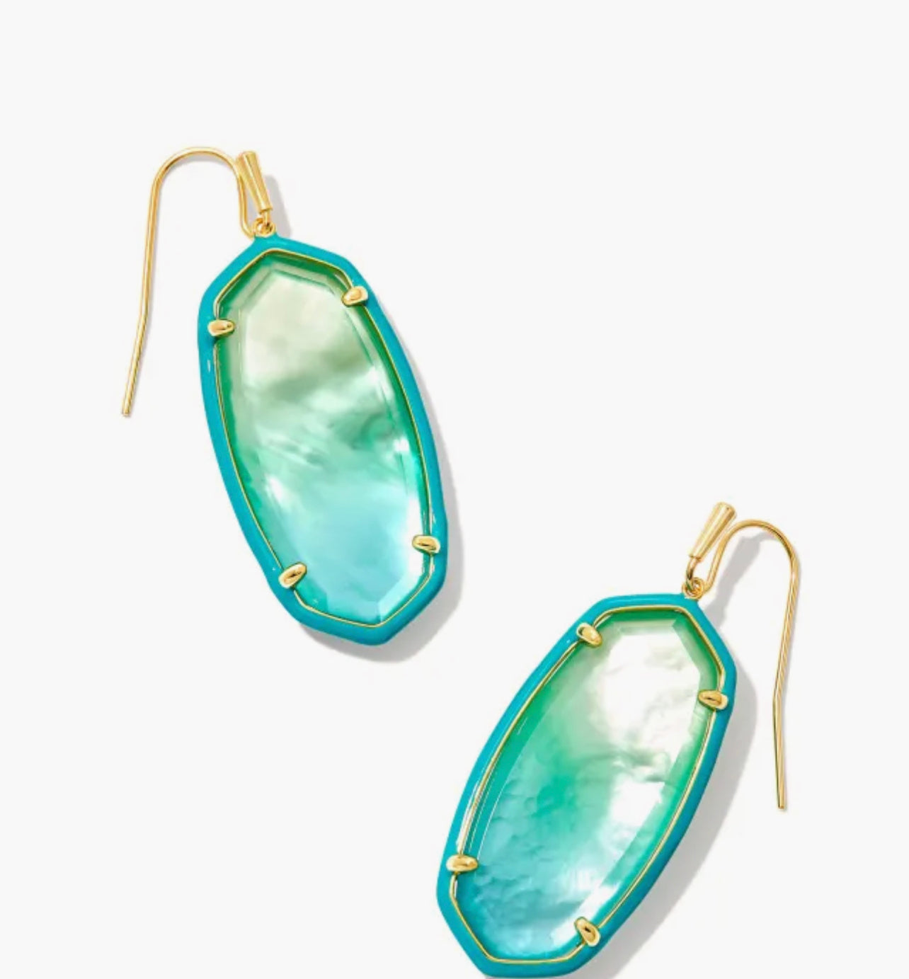 Kendra Scott-Elle Gold Enamel Framed Drop Earrings in Sea Green Chrysocolla 9608851906