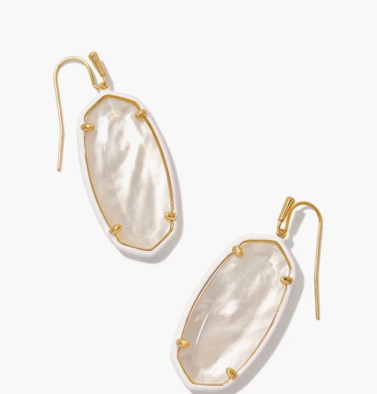 Kendra Scott-Elle Gold Enamel Framed Drop Earrings in Ivory Mix 9608851054