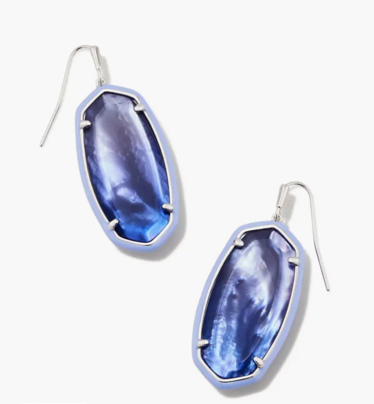 Kendra Scott-Elle Silver Enamel Framed Drop Earrings in Dark Lavender Ombre  9608853175
