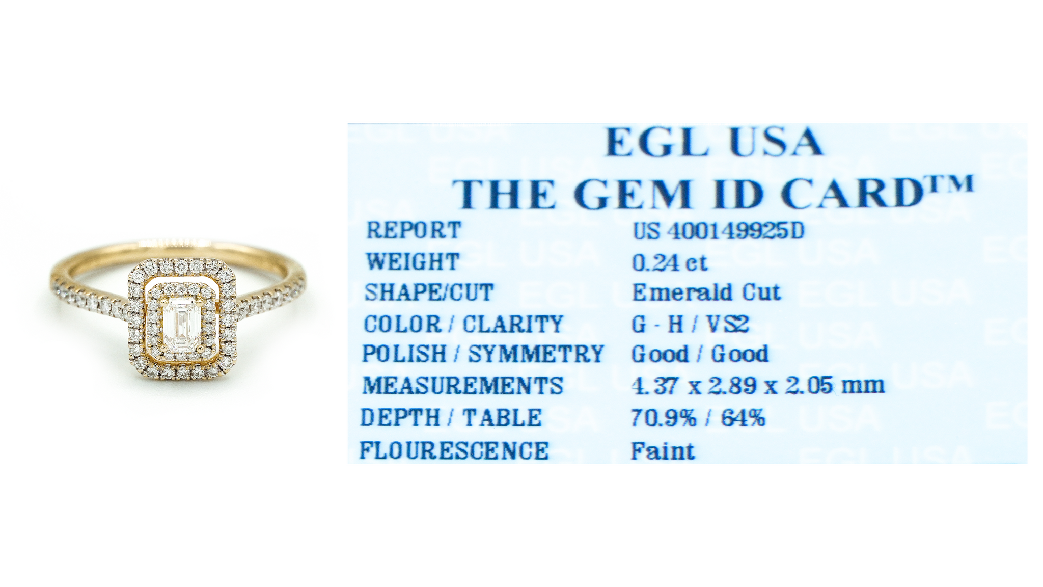 Zeghani - Emerald Cut Diamond Ring in 14kt Yellow Gold