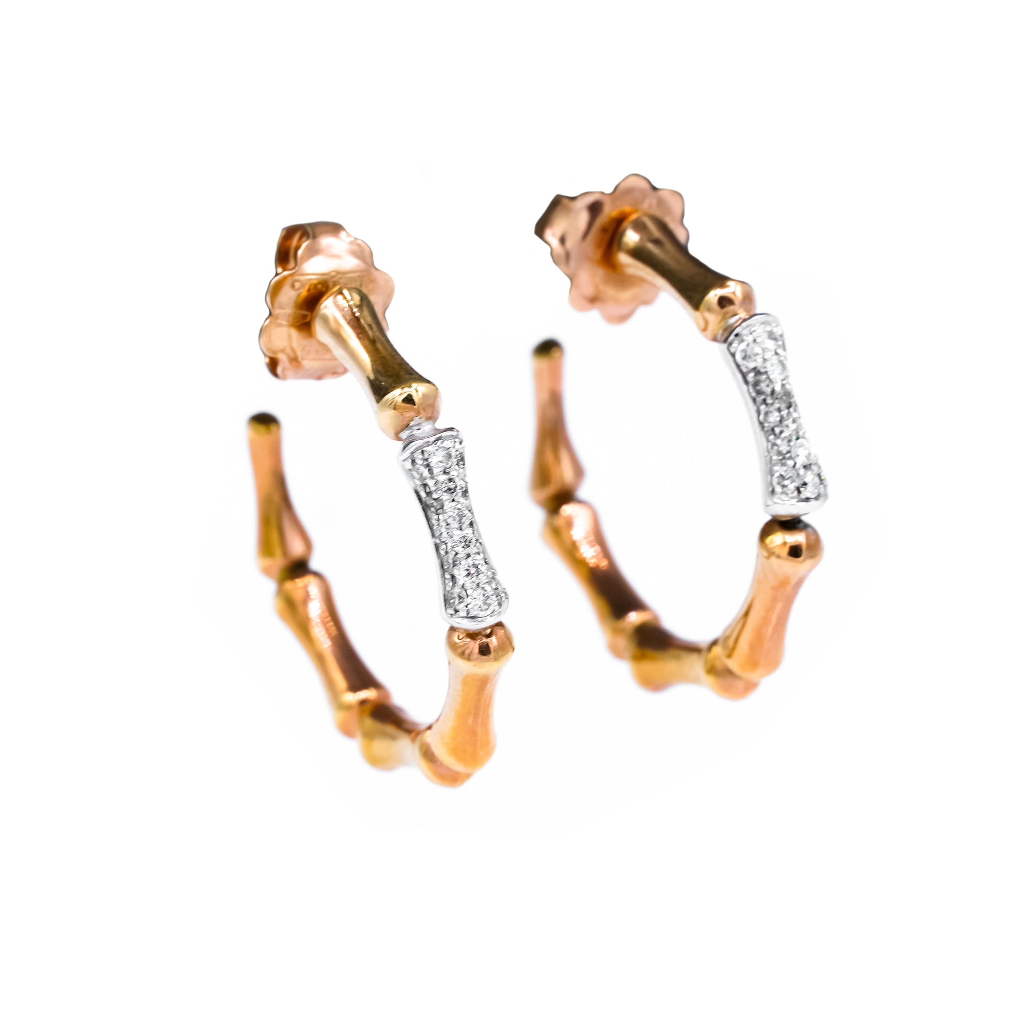 CHIMENTO - TWO-TONE GOLD EARRINGS WITH DIAMONDS