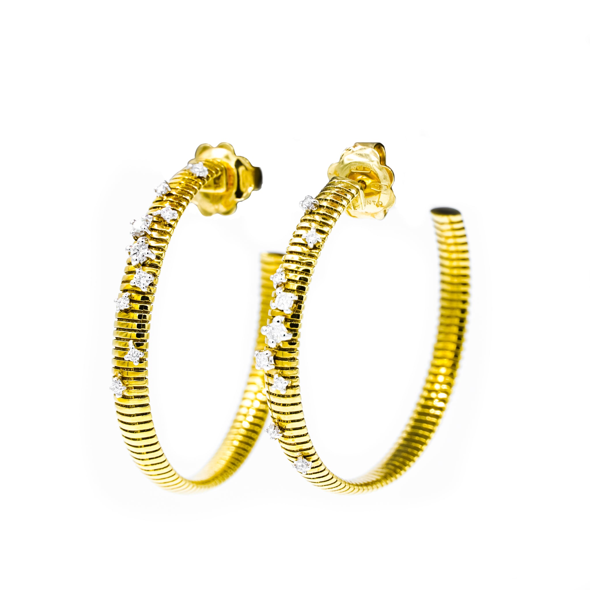 Chimento-Stardust Yellow Gold Diamond Hoop Earrings 1O02094B12000