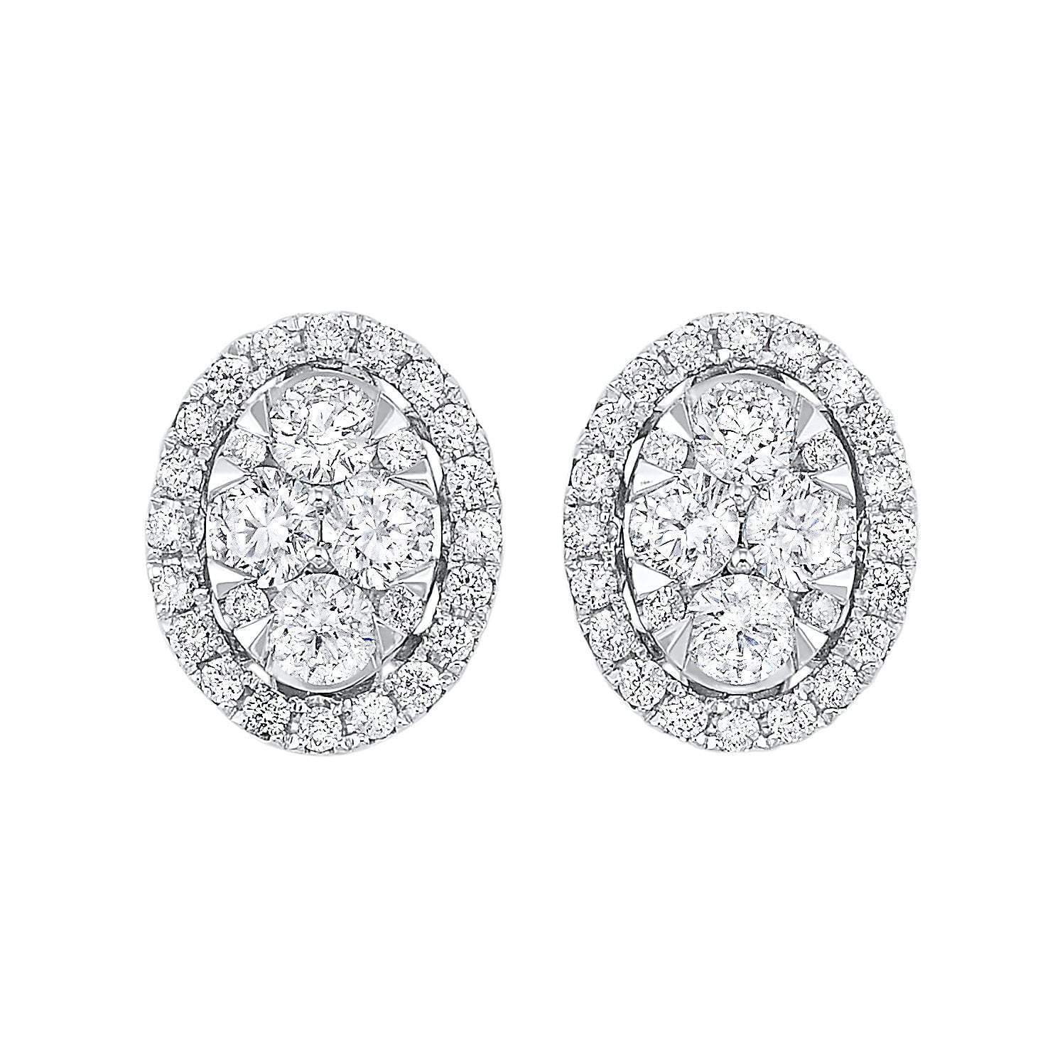 Rhythm of Love - 14K White Gold Oval Shape Diamond Earrings