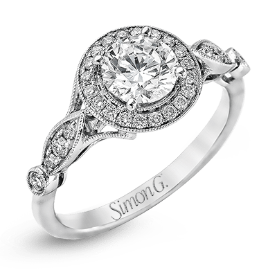 SIMON G 18K GOLD WHITE TR523 ENGAGEMENT RING - M&R Jewelers