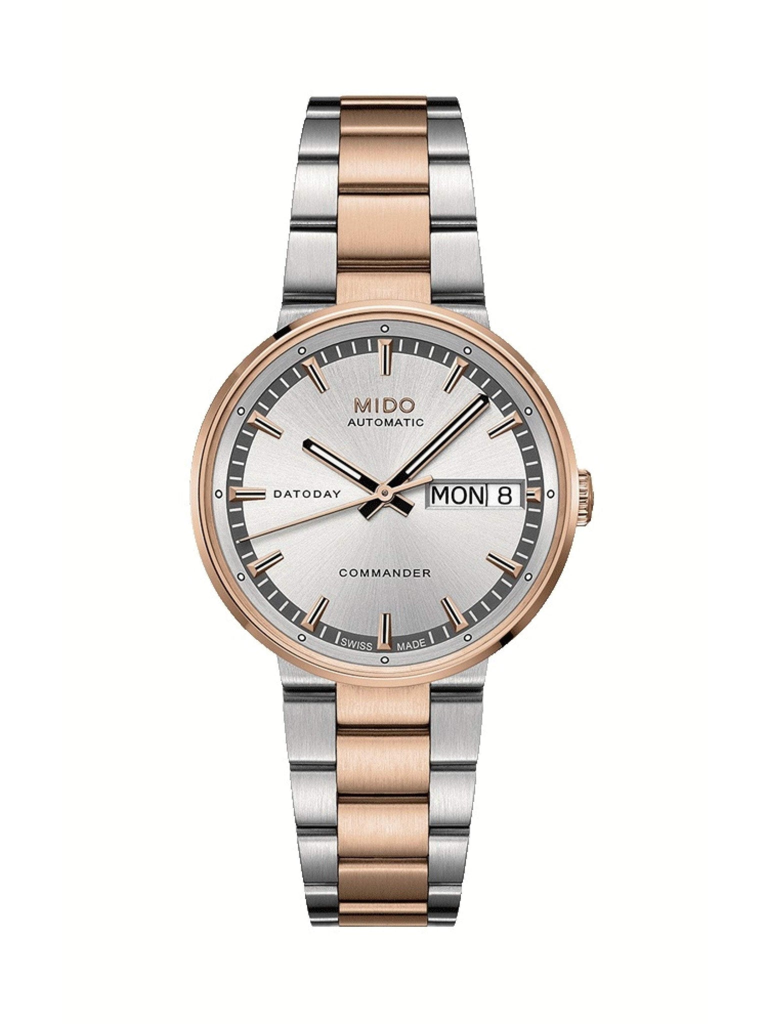 MIDO COMMANDER II SILVER ROSE GOLD AUTOMATIC ANALOG MEN'S WATCH  M014.430.22.031.00