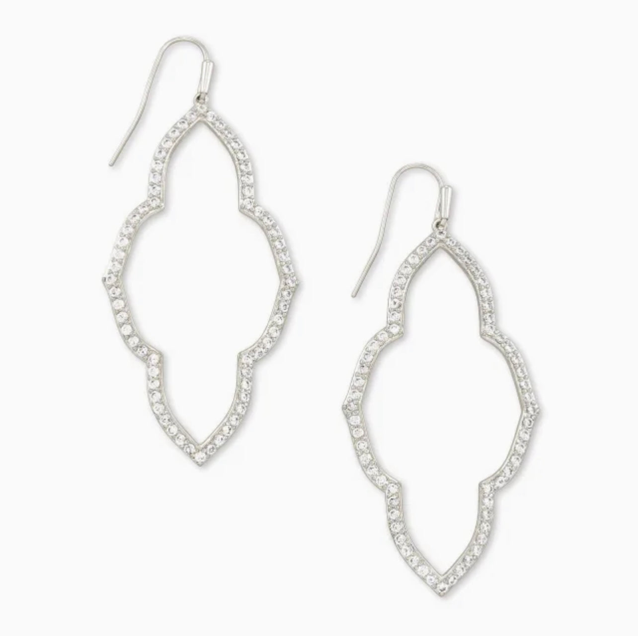 Kendra Scott-Abbie Silver Open Frame Earrings in White Crystal 4217719626