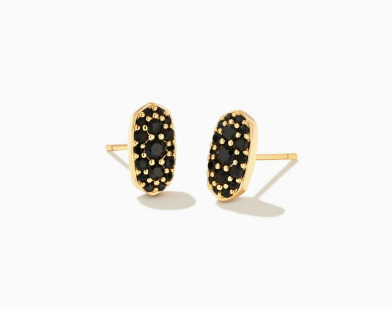 Kendra Scott-Grayson Gold Crystal Stud Earrings in Black Spinel 9608803049