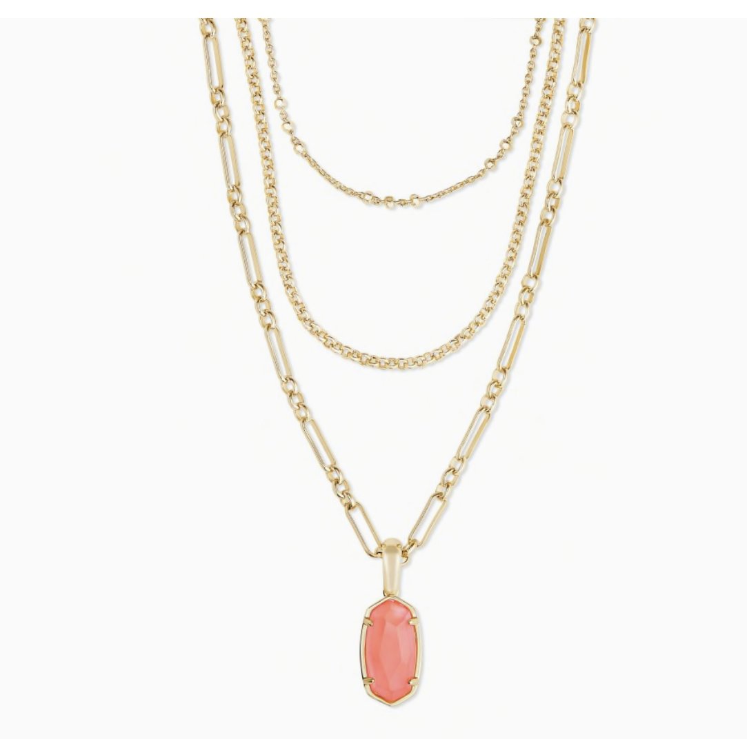 Kendra Scott-Elisa Gold Triple Strand Necklace In Coral Illusion 4217718834