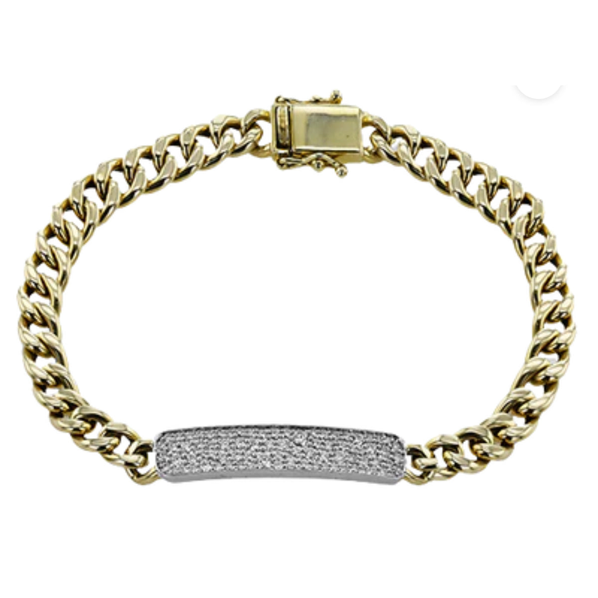 Simon G-18K Two Tone ID Bracelet With 0.66TW White Diamonds And Chain Link Detail LB2463