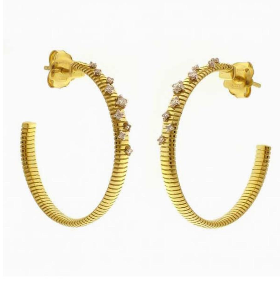 Chimento-Stardust Yellow Gold Diamond Hoop Earrings 1O02094B12000