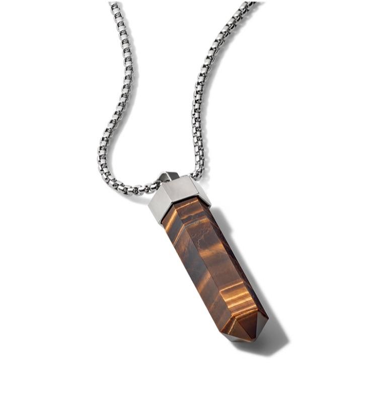 PRECISIONIST TIGER'S EYE PENDANT WITH CHAIN J96N005