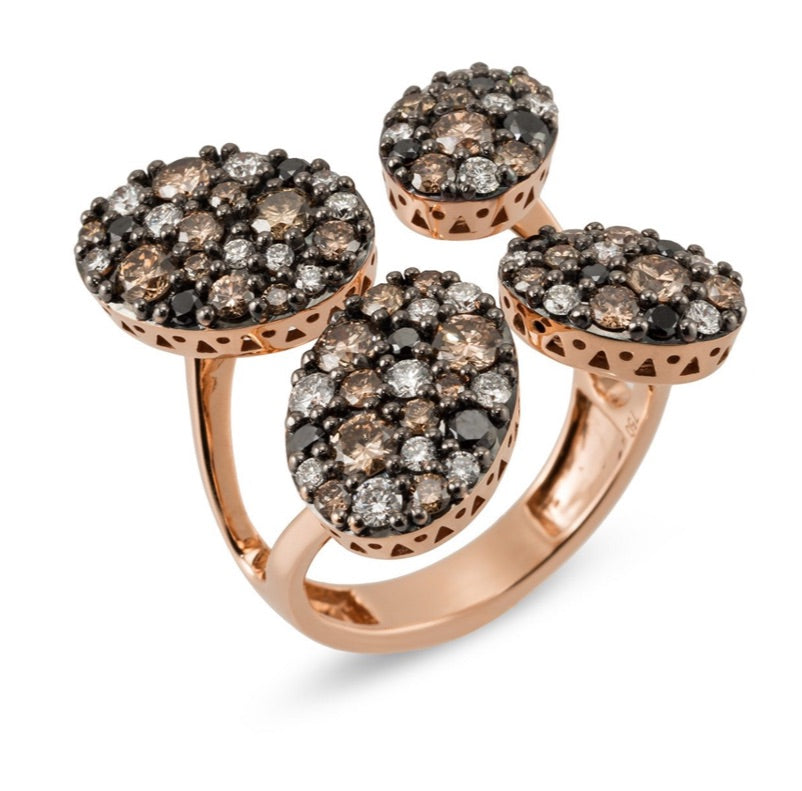 Ponte Vecchio- Pitti 18k Rose Gold Black diamond .13, brown diamond .5