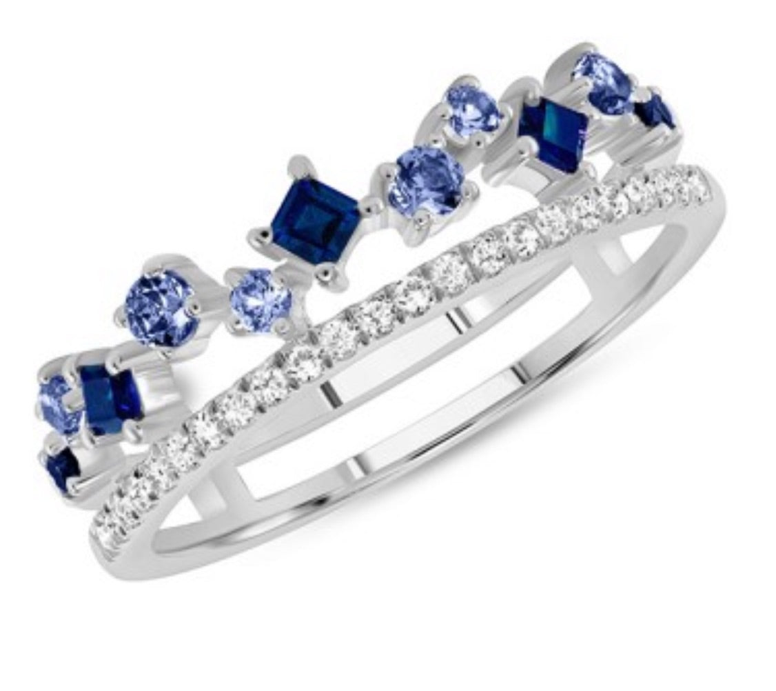 Uneek-Blue Sapphire Diamond Fashion Ring LVBAD302WBS