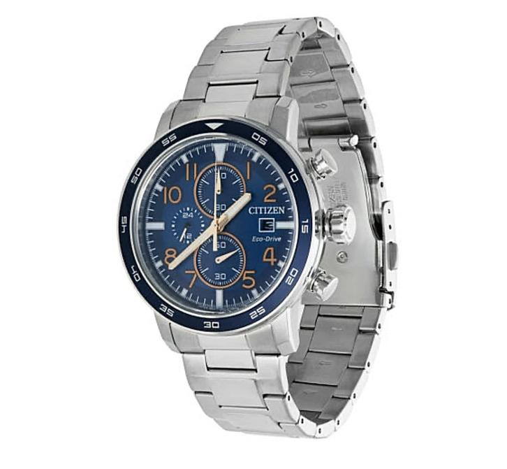 Citizen - Eco Drive Mens Silver Chronograph Stainless Steel Band Blue Sunray Quartz Dial Watch - CA0647-52L