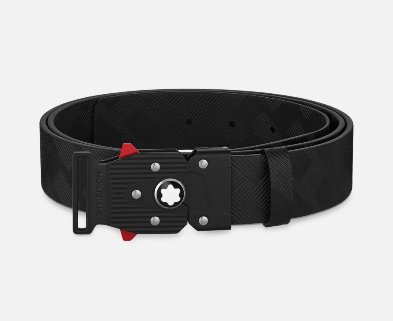 Montblanc-M Lock 4810 Black Printed 35 mm Leather Buckle Belt 129992