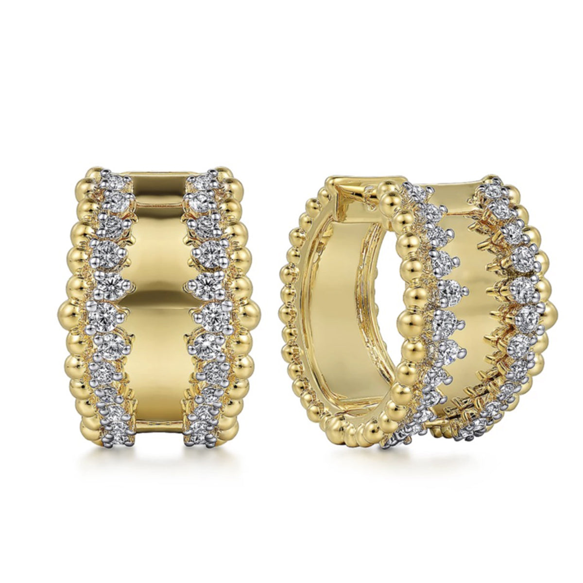 Gabriel & Co.- 14K Yellow Gold Bujukan Diamond Hoop Earrings  EG14873Y45JJ