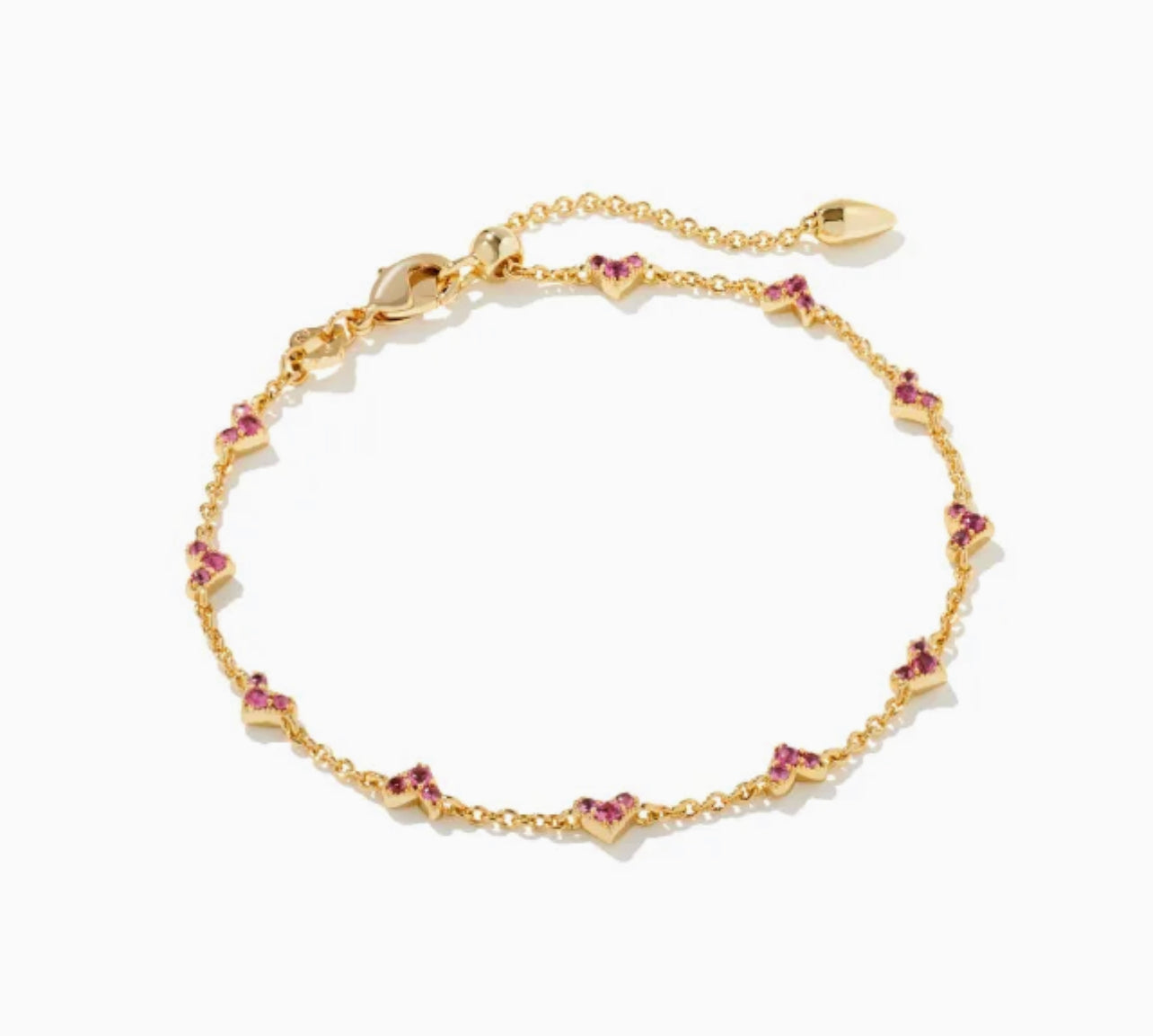 Kendra Scott-Haven Gold Crystal Heart Delicate Chain Bracelet in Pink Crystal 9608803067