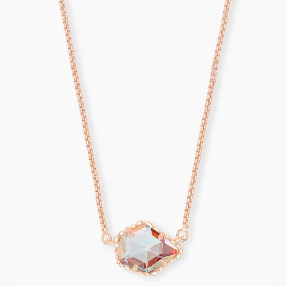 Kendra Scott-Tess Rose Gold Pendant Necklace in Dichroic Glass 4217704130