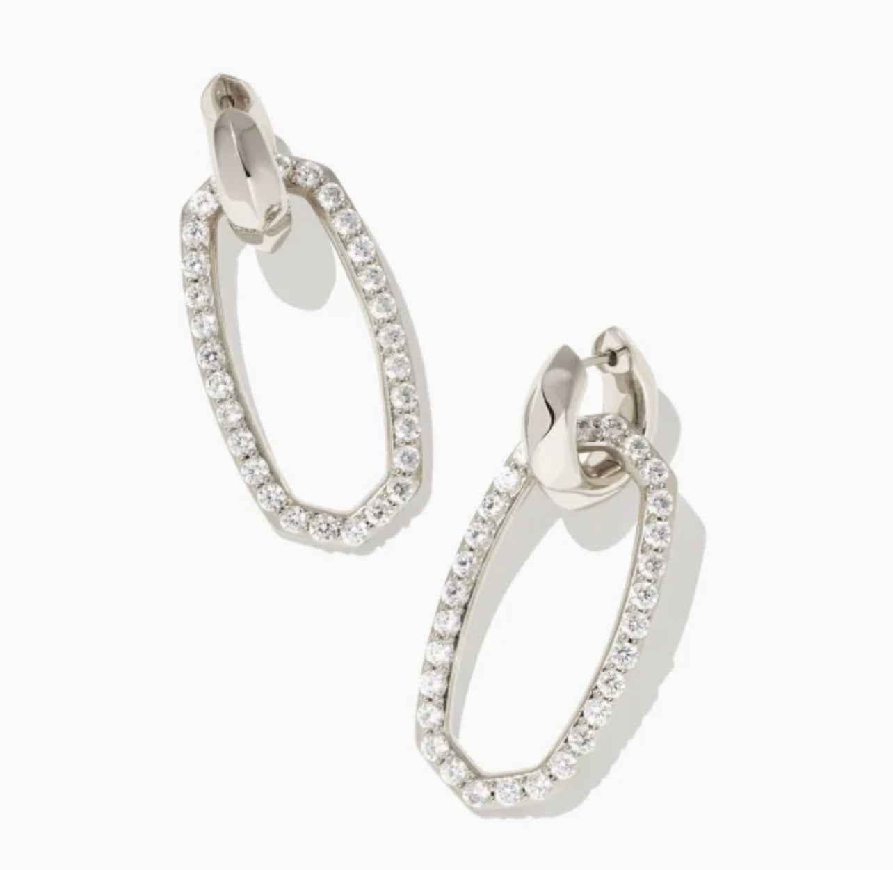 Kendra Scott-Danielle Silver Convertible Link Earrings in White Crystal 9608803009