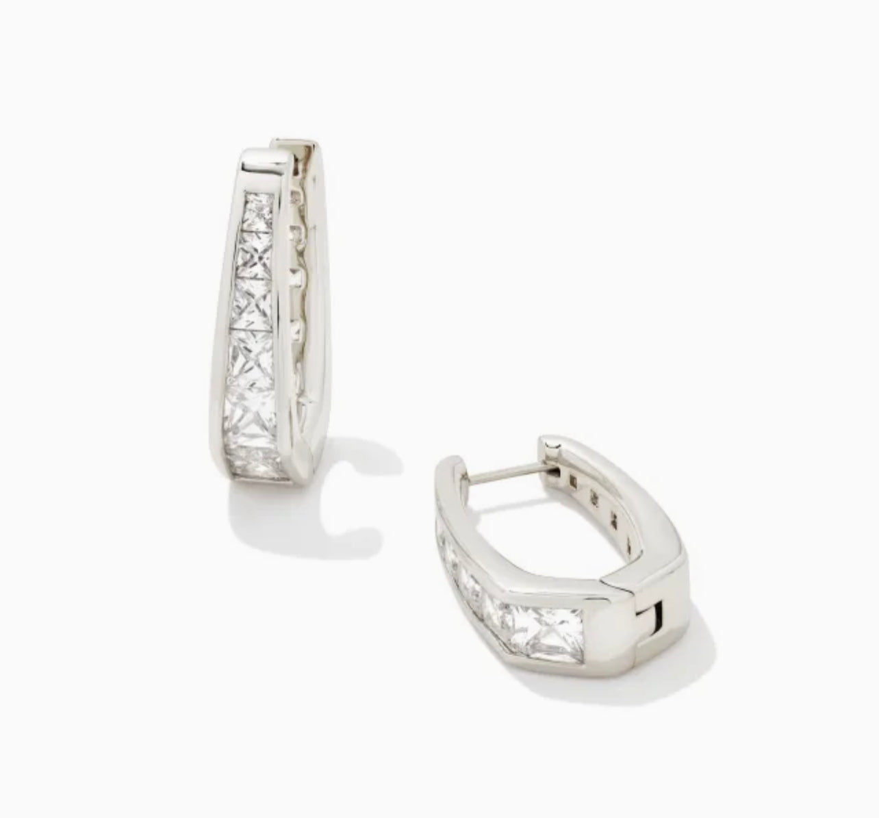 Kendra Scott-Parker Silver Hoop Earrings in White Crystal 9608802852