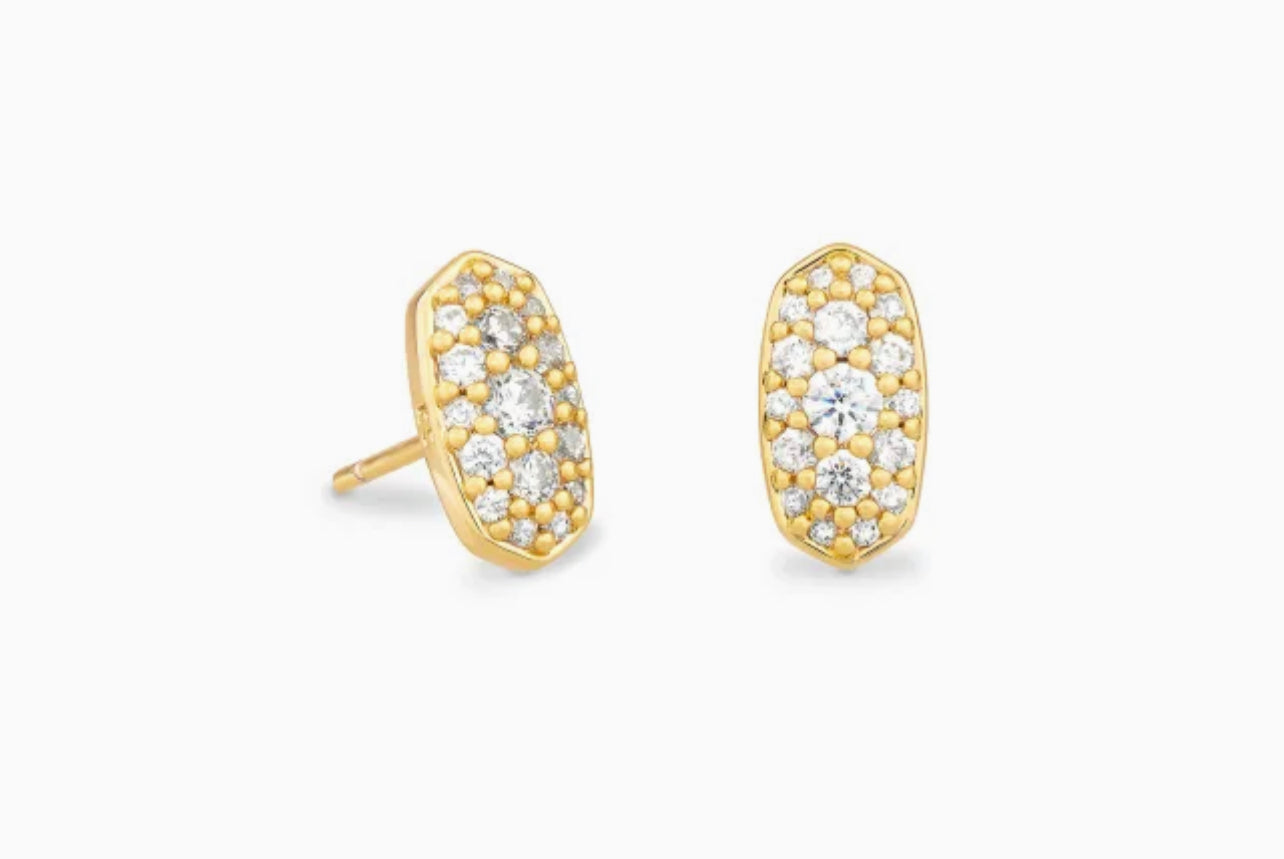 Kendra Scott-Grayson Gold Stud Earrings in White Crystal 4217719659