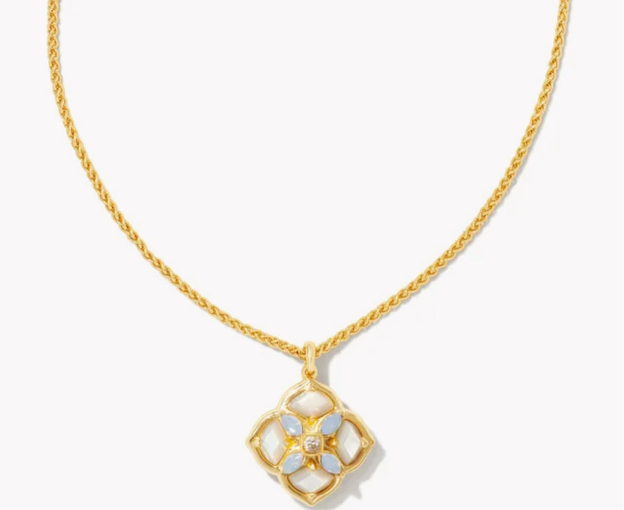 KENDRA SCOTT- Dira Stone Gold Short Pendant Necklace in Ivory Mix- 9608803665