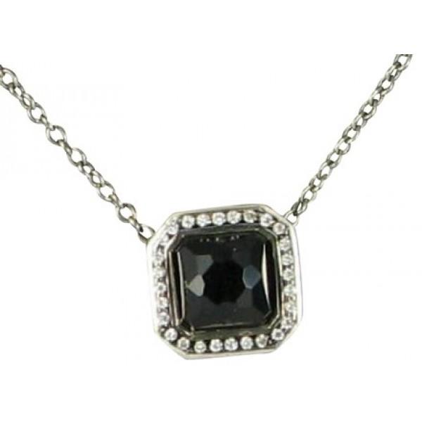 IPPOLITA BLACK ONYX STERLING SILVER STELLA 0.11CTS DIAMONDS SQUARE NECKLACE - M&R Jewelers