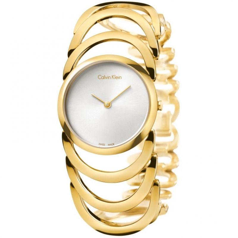BODY SILVER DIAL YELLOW GOLD-TONE BANGLE LADIES WATCH - M&R Jewelers