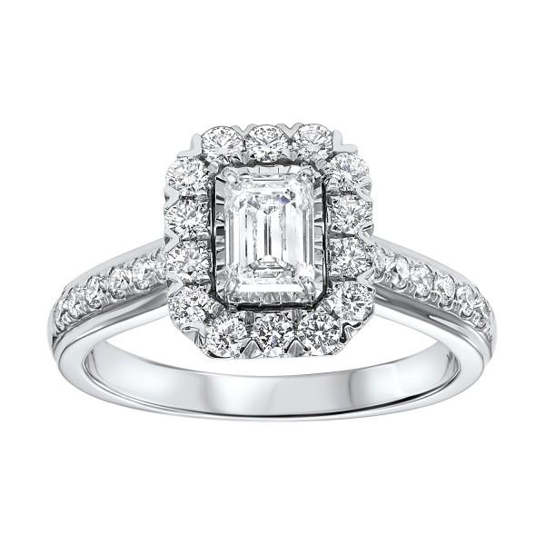 14KT WHITE GOLD EMERALD CUT DIAMOND RING - M&R Jewelers